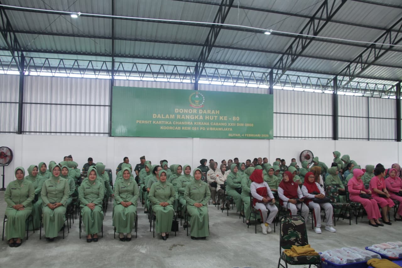Setetes Darah Sejuta Harapan, Peringati HUT Persit Ke 80 Kodim 0808 Blitar Gelar Donor Darah