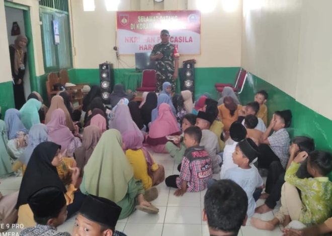 Babinsa Berikan Wasbang kepada Anak TPA, Pendidikan Agama dan Rasa Nasionalisme Harus Berjalan Seimbang