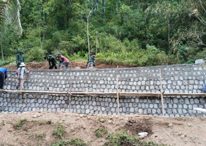 Talud Penahan Longsor Sepanjang 10 Meter Hasil TMMD 127 Kodim Wonogiri Rampung 100%